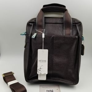 Heshe Men’s Vintage Leather Messenger Bag Briefcas